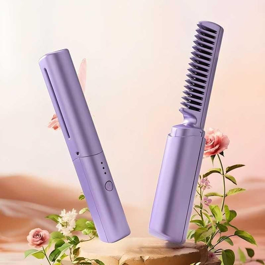 Crazy Karts™ Meneflix Portable Mini Hair Straightener – Cordless Rechargeable Adjustable Hot Comb